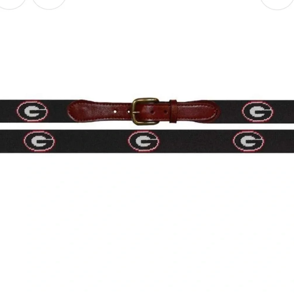 NWT Smathers and Branson Needlepoint Georgia G Black Belt w gold buckle 36